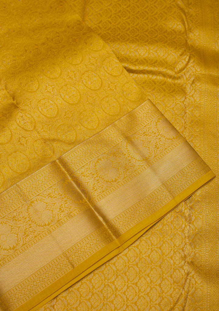 Mustard Zariwork Pure Silk Saree