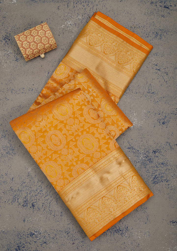 Mustard Zariwork Pure Silk Saree