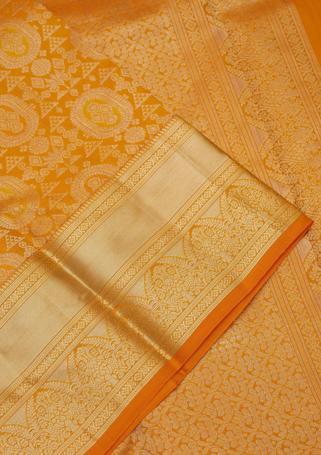 Mustard Zariwork Pure Silk Saree