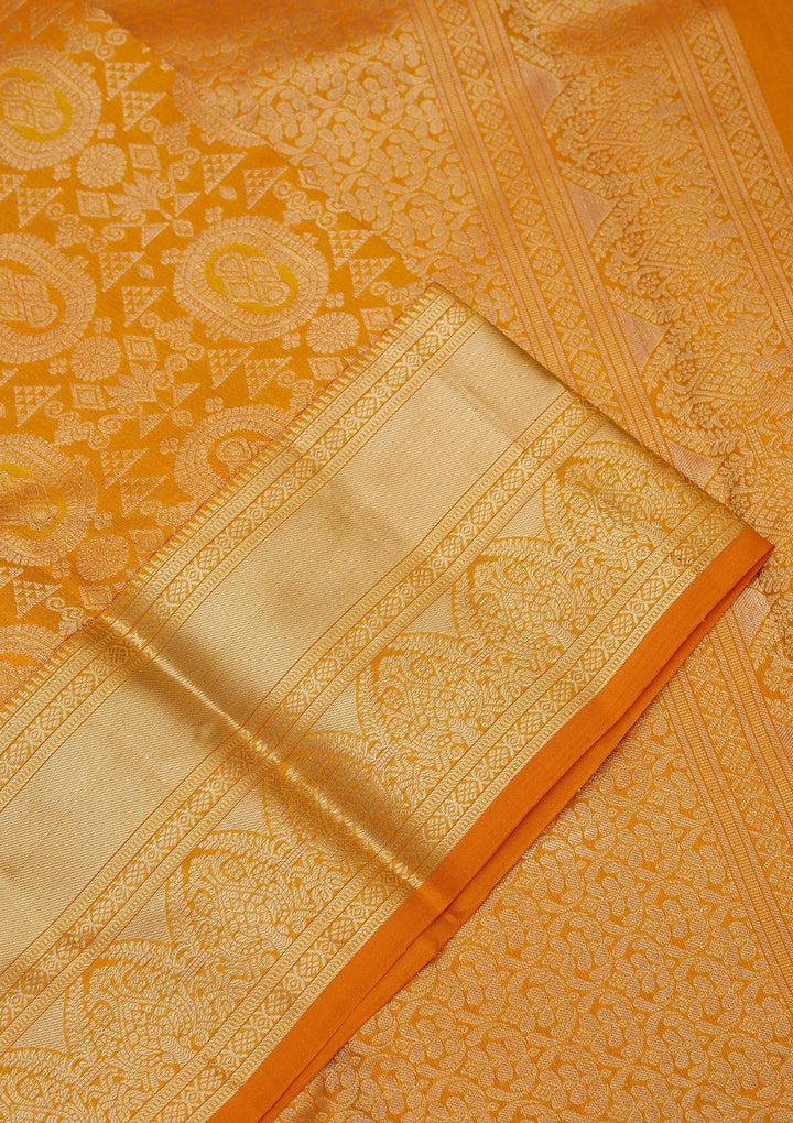 Mustard Zariwork Pure Silk Saree