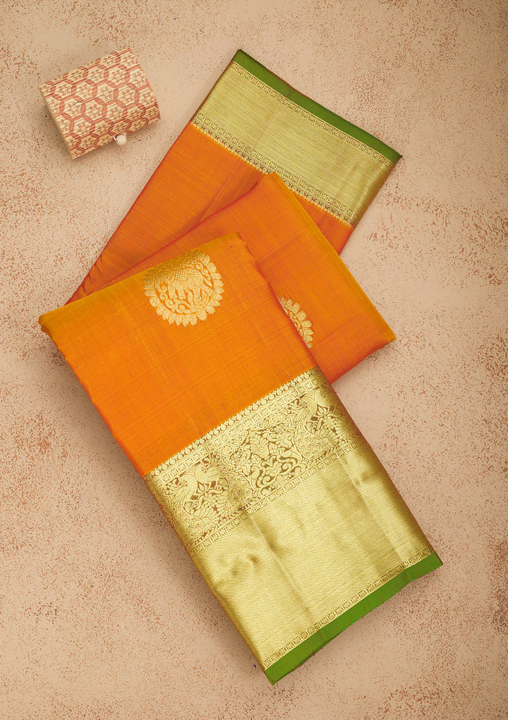Mustard Zariwork Pure Silk Saree