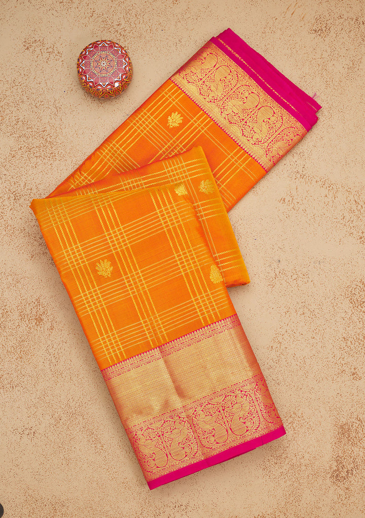 Mustard Zariwork Pure Silk Saree