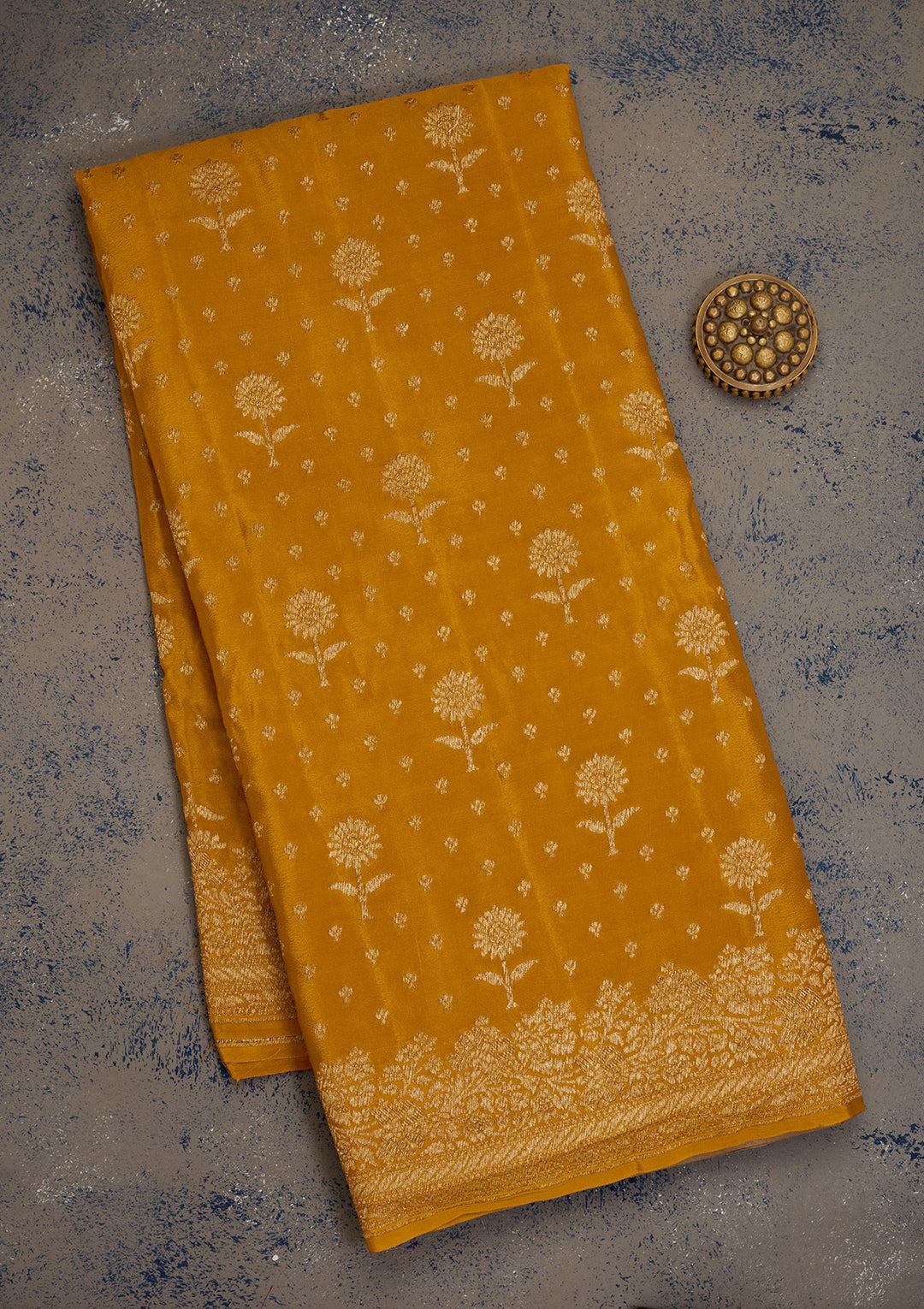 Mustard Zariwork Pure Silk Saree