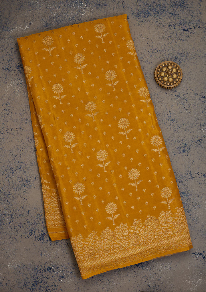 Mustard Zariwork Pure Silk Saree