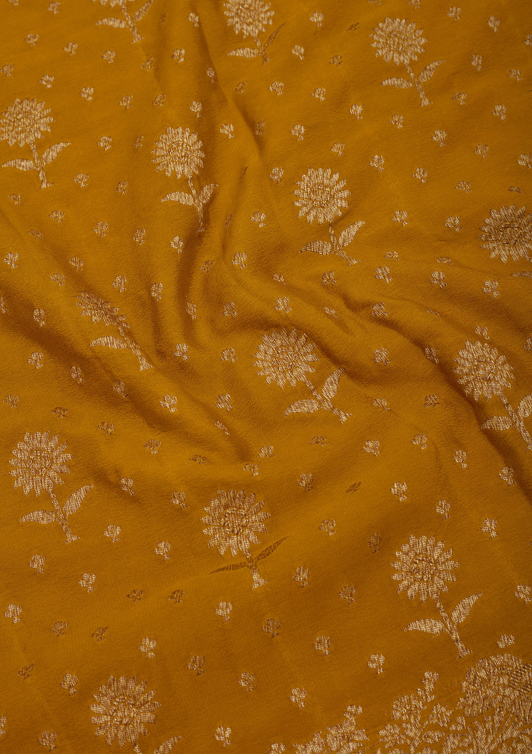 Mustard Zariwork Pure Silk Saree