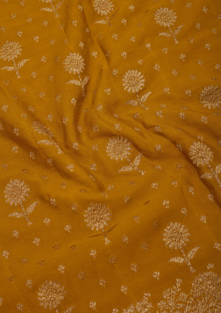 Mustard Zariwork Pure Silk Saree