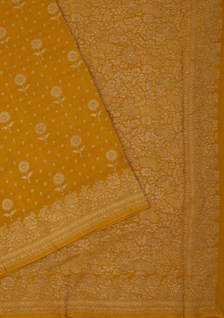 Mustard Zariwork Pure Silk Saree
