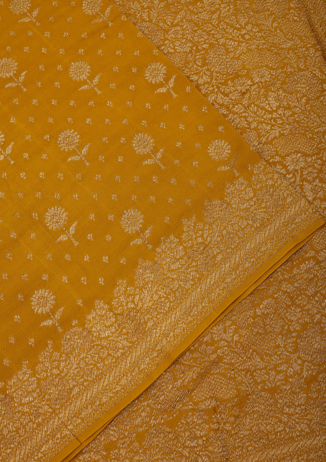 Mustard Zariwork Pure Silk Saree