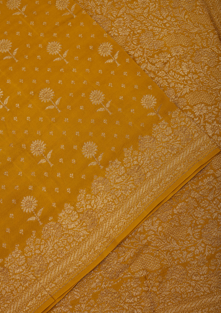 Mustard Zariwork Pure Silk Saree
