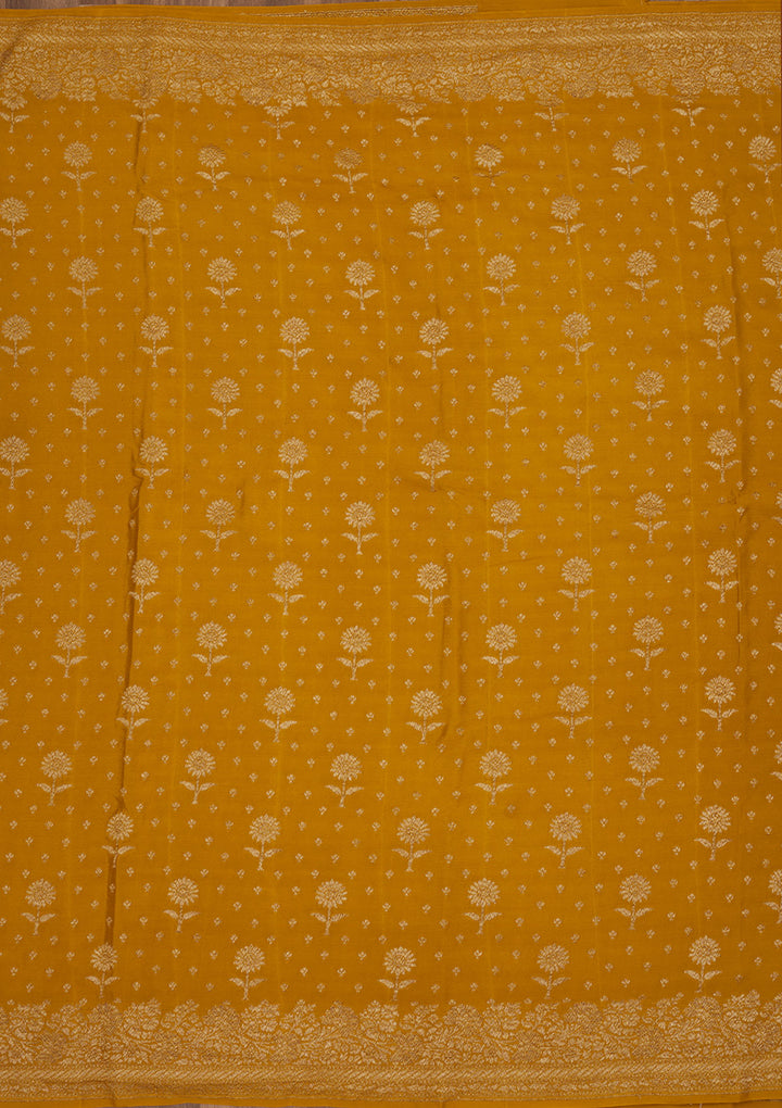 Mustard Zariwork Pure Silk Saree