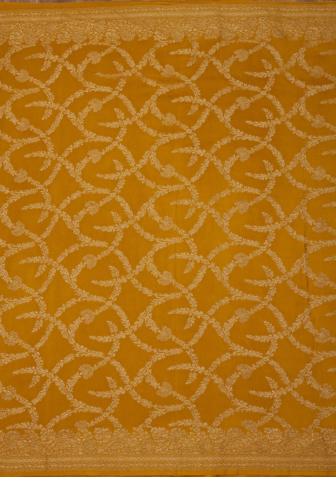 Mustard Zariwork Pure Silk Saree