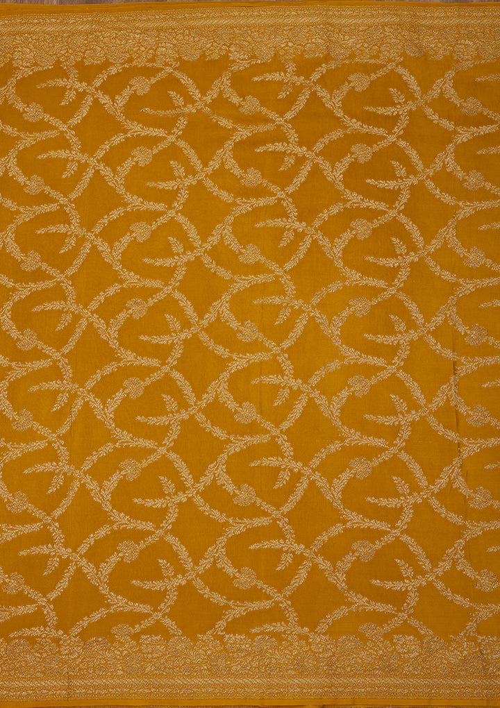 Mustard Zariwork Pure Silk Saree