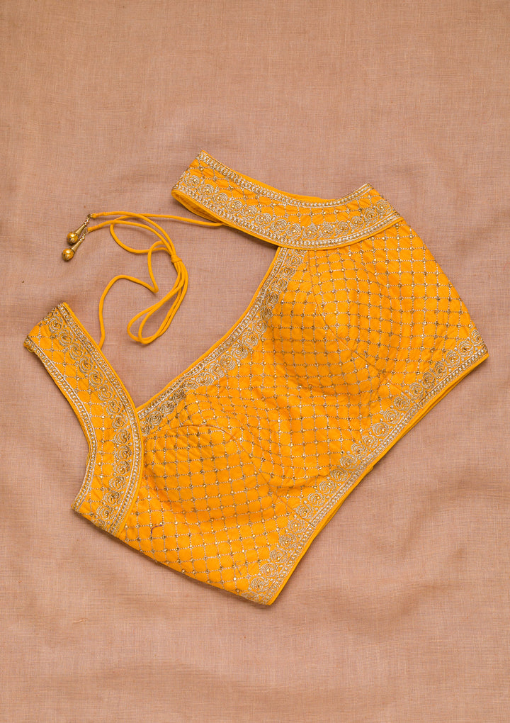 Mustard Zariwork Raw Silk Blouse