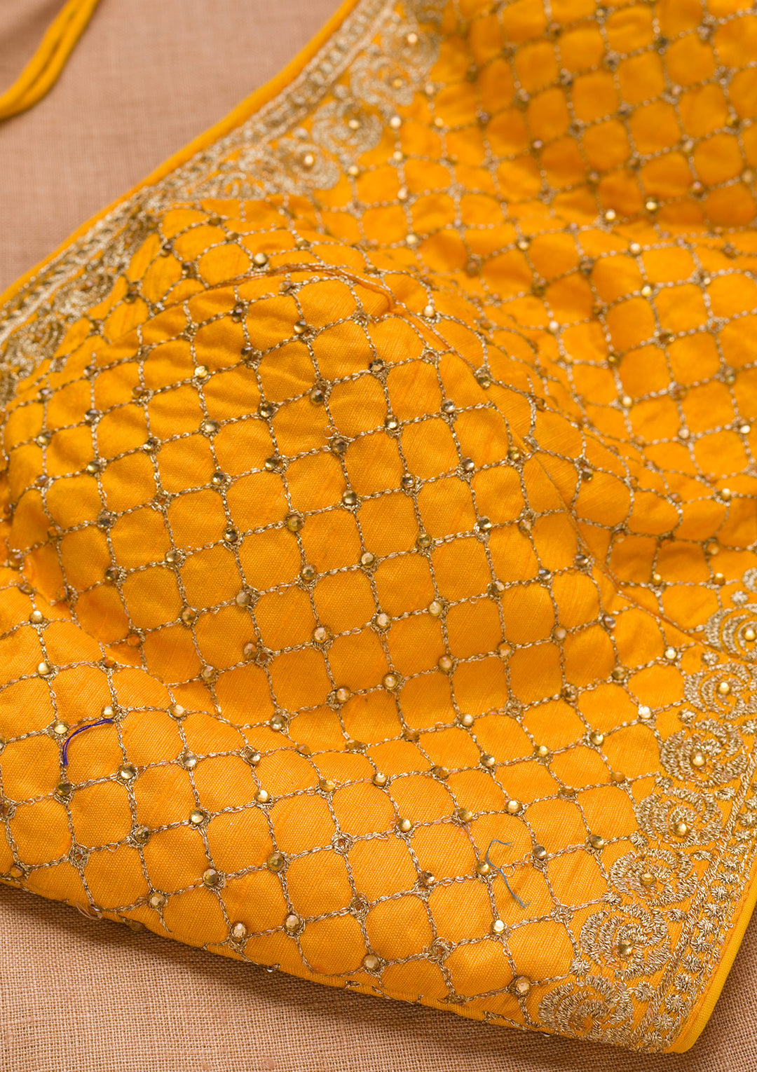 Mustard Zariwork Raw Silk Blouse