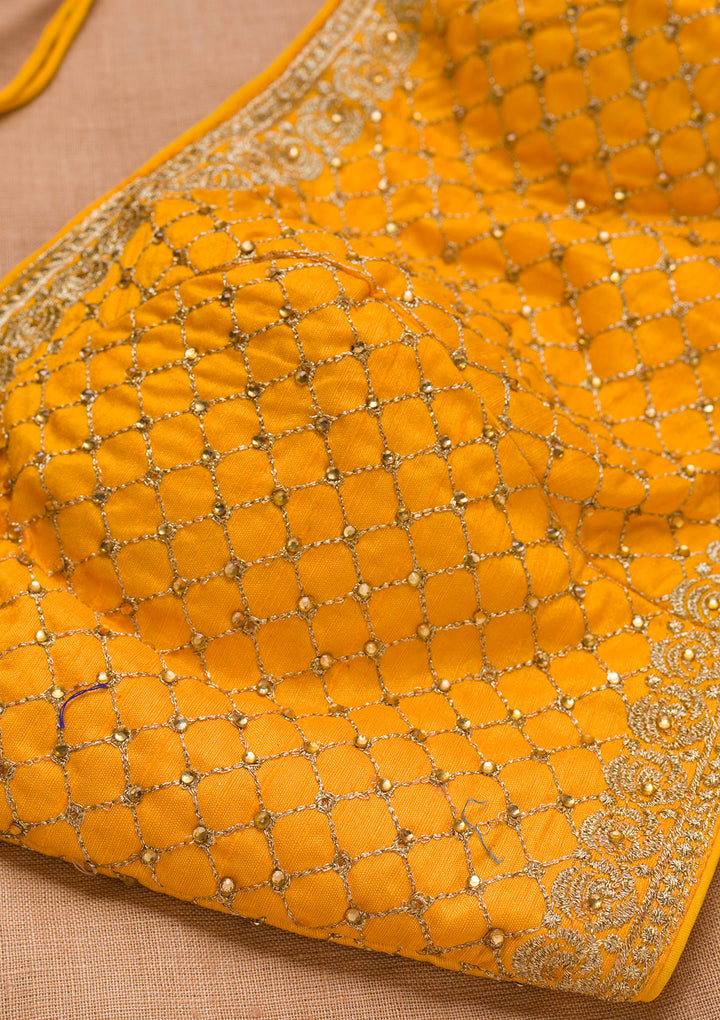 Mustard Zariwork Raw Silk Blouse