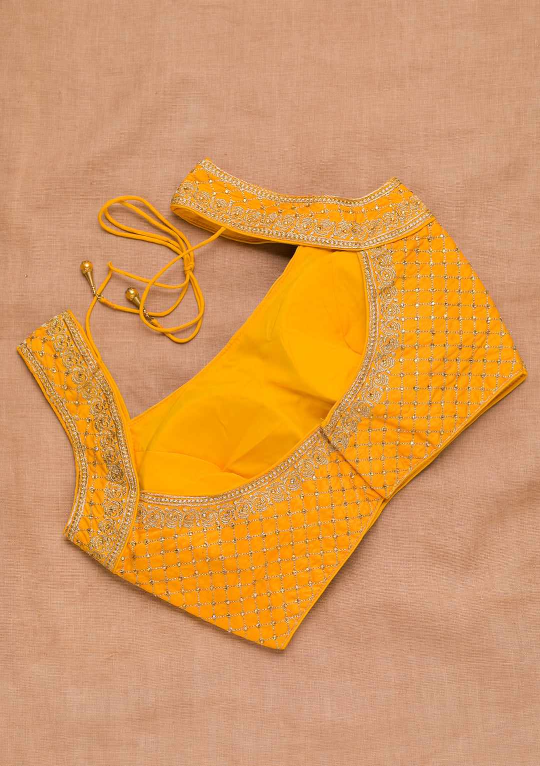Mustard Zariwork Raw Silk Blouse