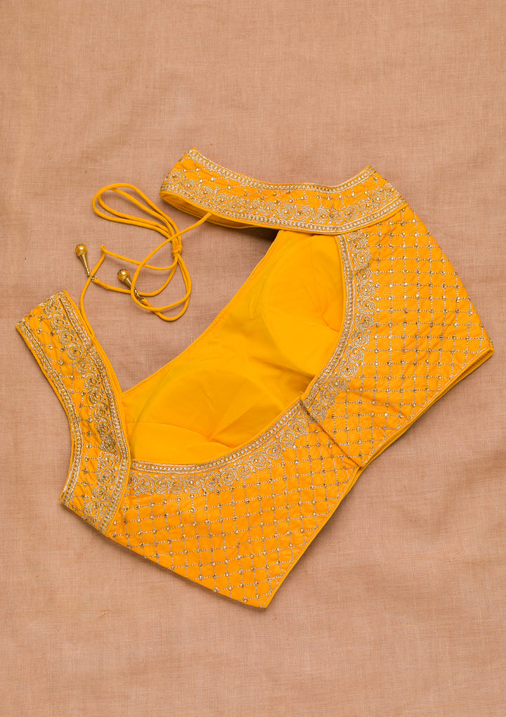 Mustard Zariwork Raw Silk Blouse
