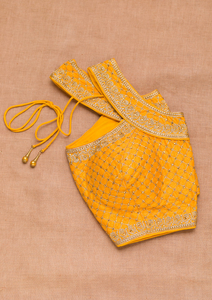 Mustard Zariwork Raw Silk Blouse