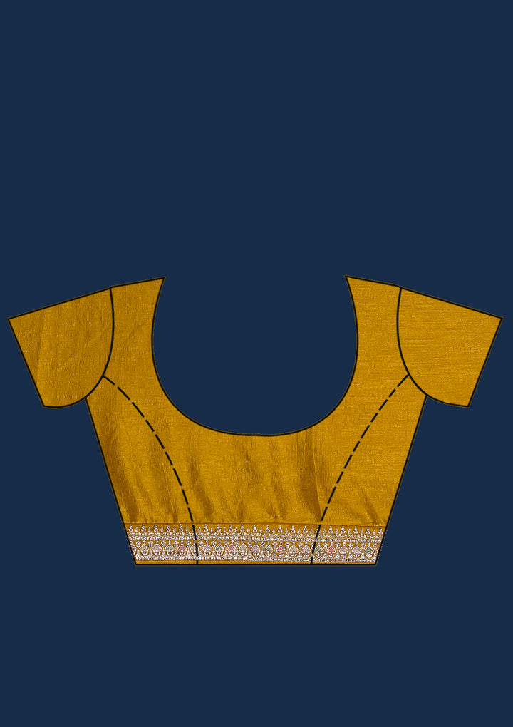 Mustard Zariwork Raw Silk Saree