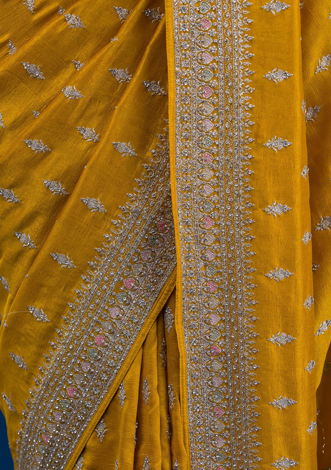 Mustard Zariwork Raw Silk Saree