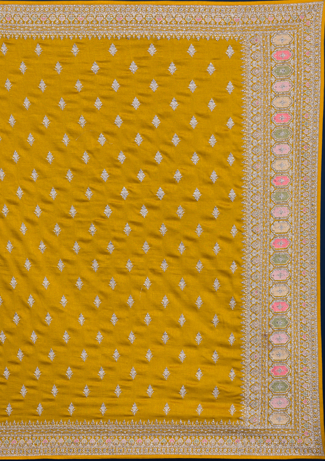 Mustard Zariwork Raw Silk Saree