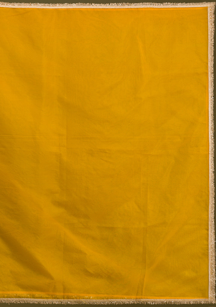 Mustard Zariwork Semi Crepe Readymade Salwar Suit