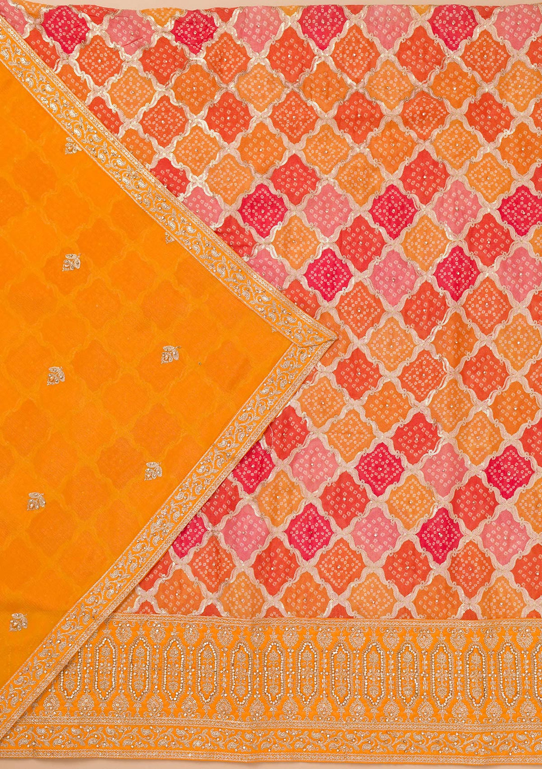 Mustard Zariwork Semi Crepe Unstitched Salwar Suit