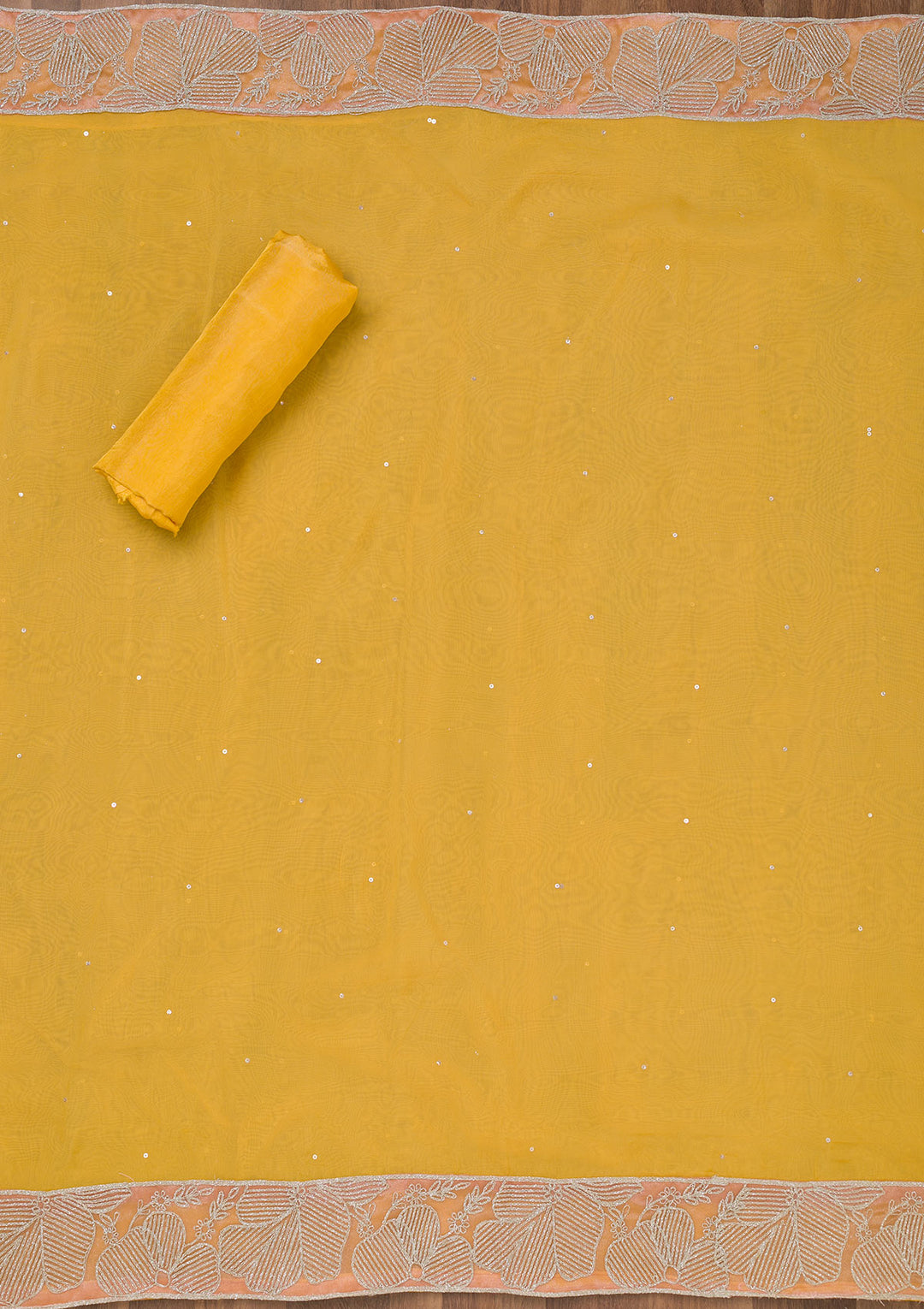 Mustard Zariwork Semi Crepe Unstitched Salwar Suit