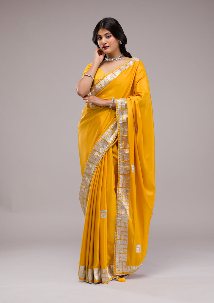 Mustard Zariwork Semi Crepe Saree
