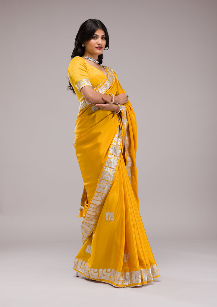 Mustard Zariwork Semi Crepe Saree