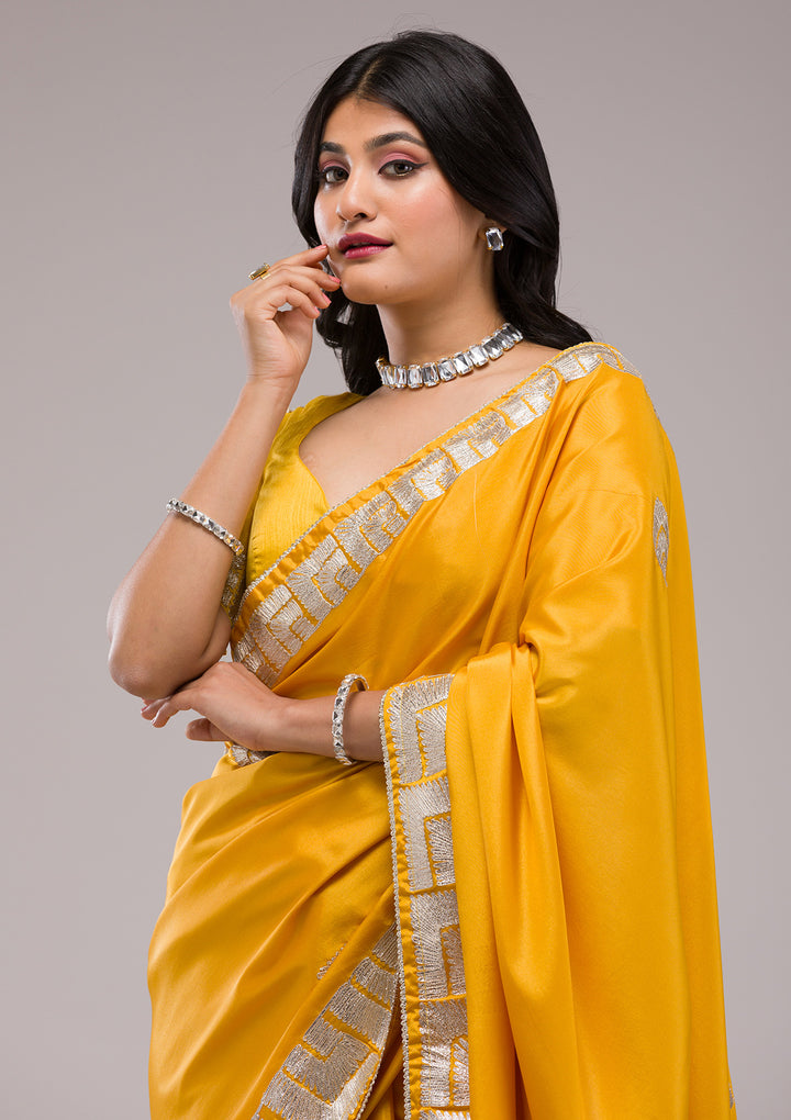 Mustard Zariwork Semi Crepe Saree