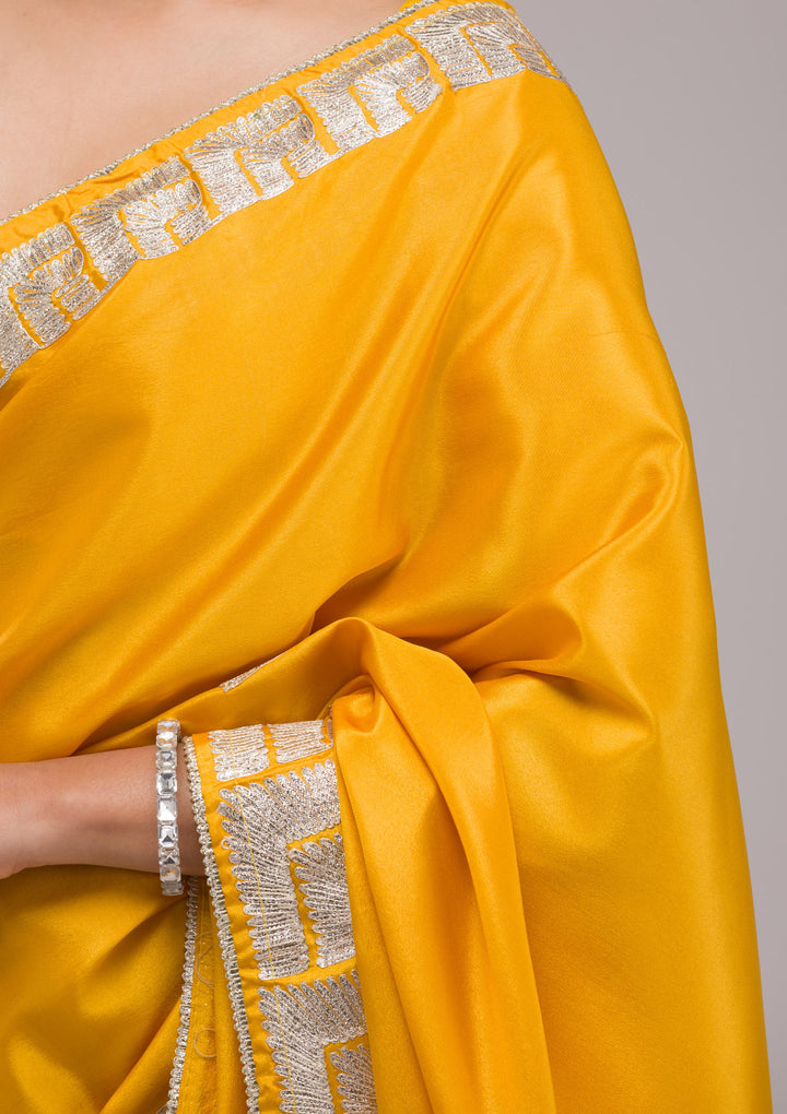 Mustard Zariwork Semi Crepe Saree