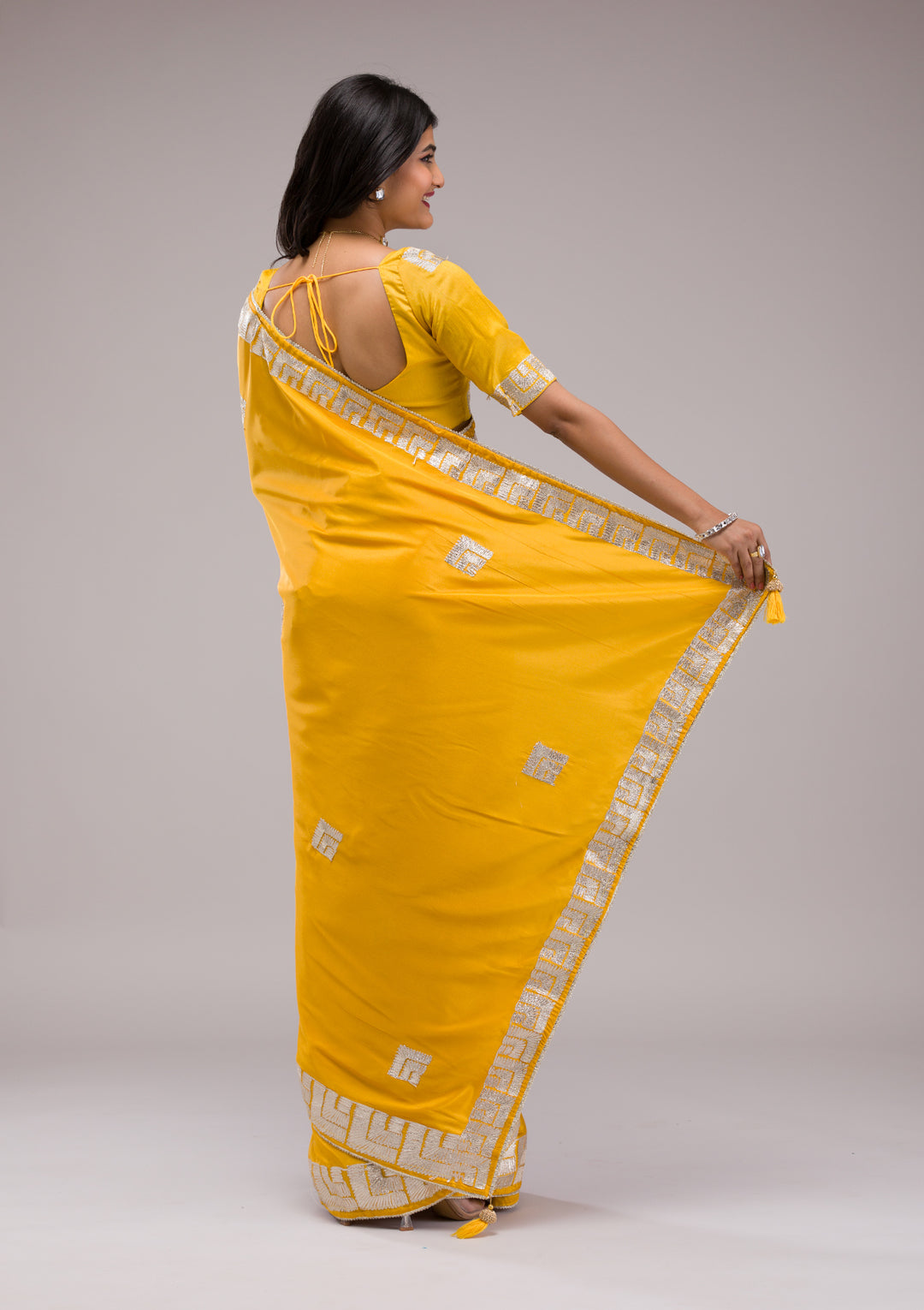 Mustard Zariwork Semi Crepe Saree