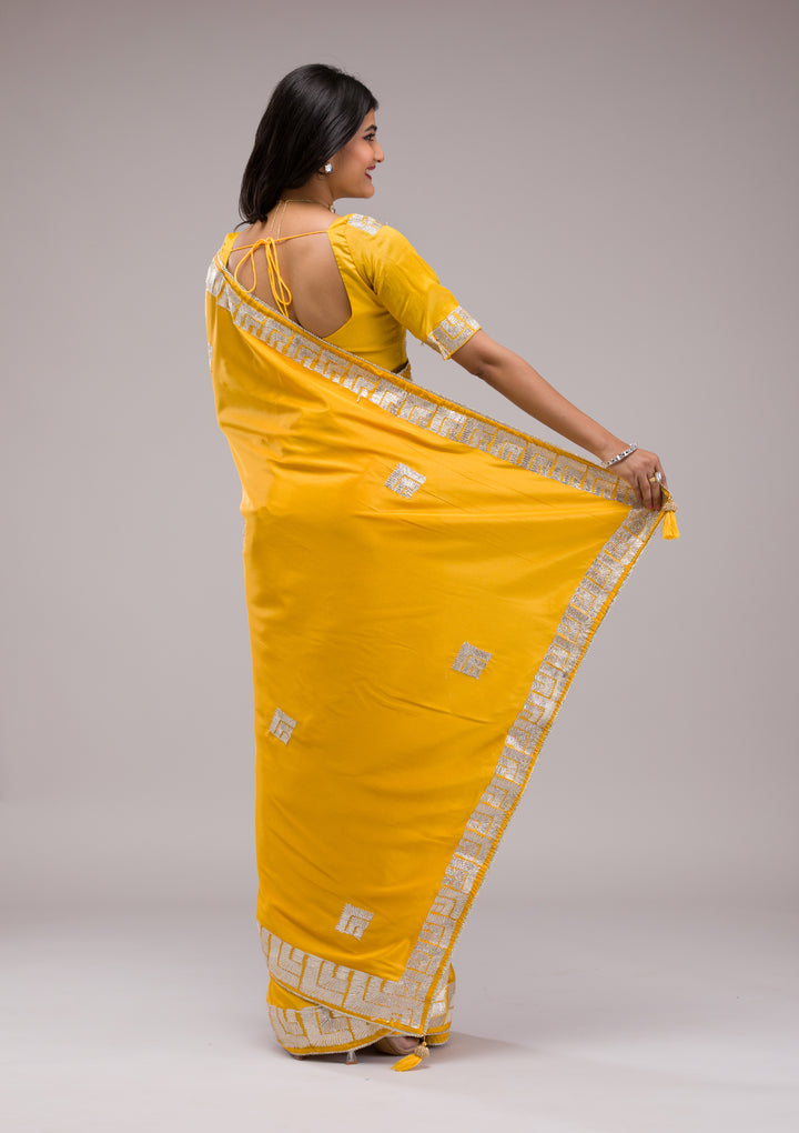 Mustard Zariwork Semi Crepe Saree