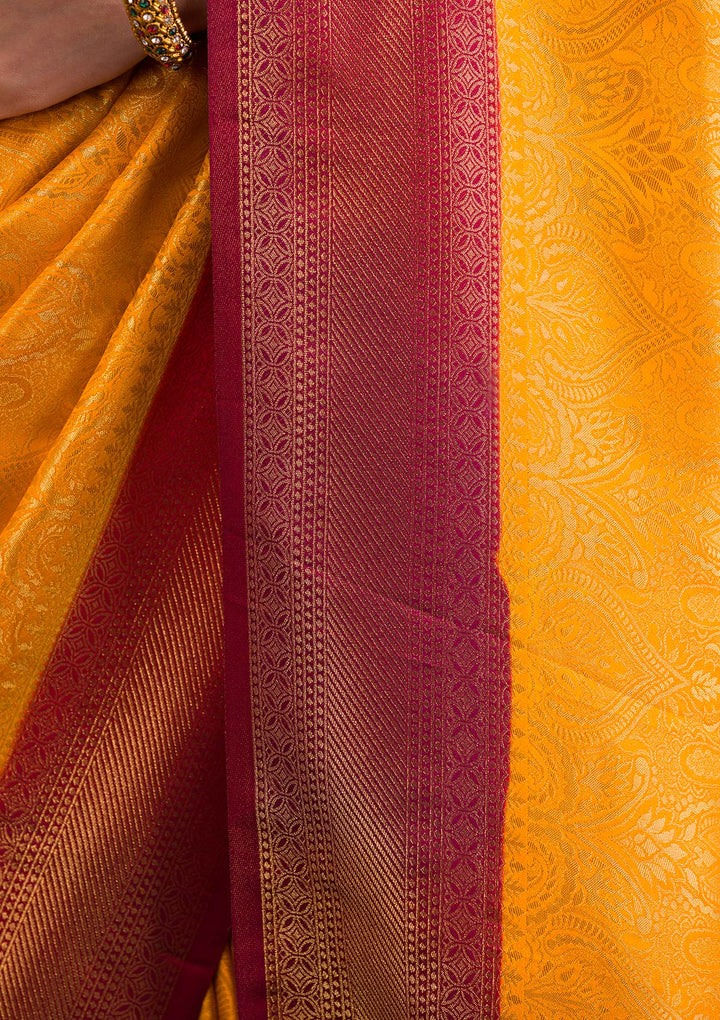 Mustard Zariwork Soft Silk Saree