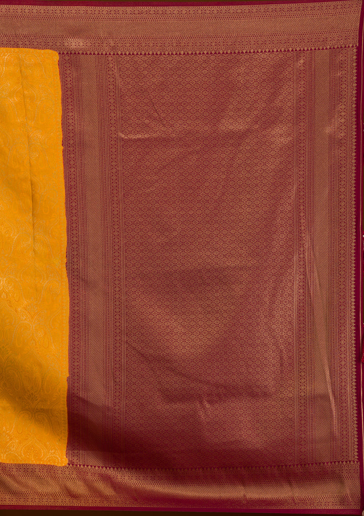 Mustard Zariwork Soft Silk Saree