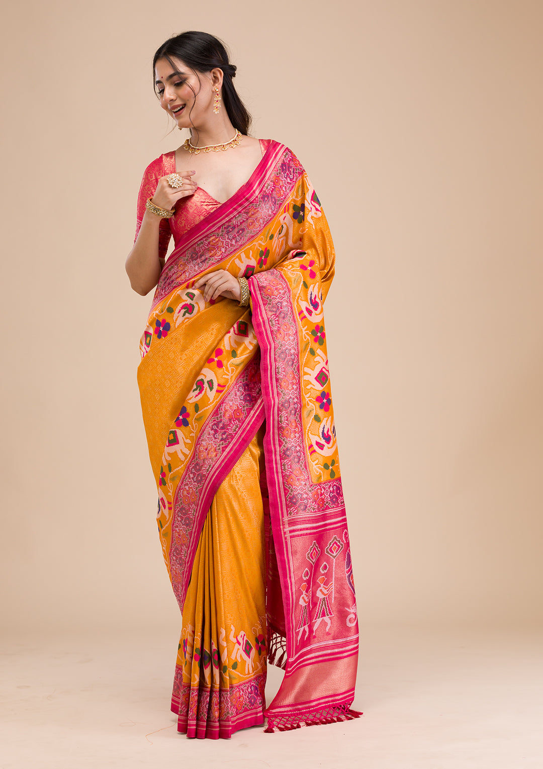 Mustard Zariwork Soft Silk Saree