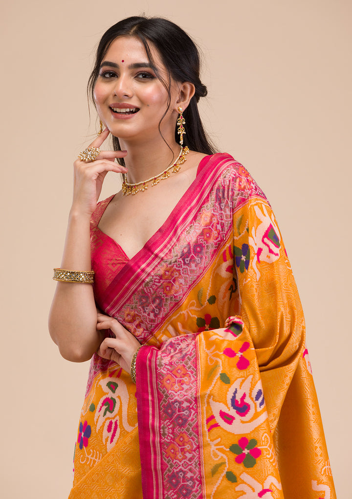 Mustard Zariwork Soft Silk Saree