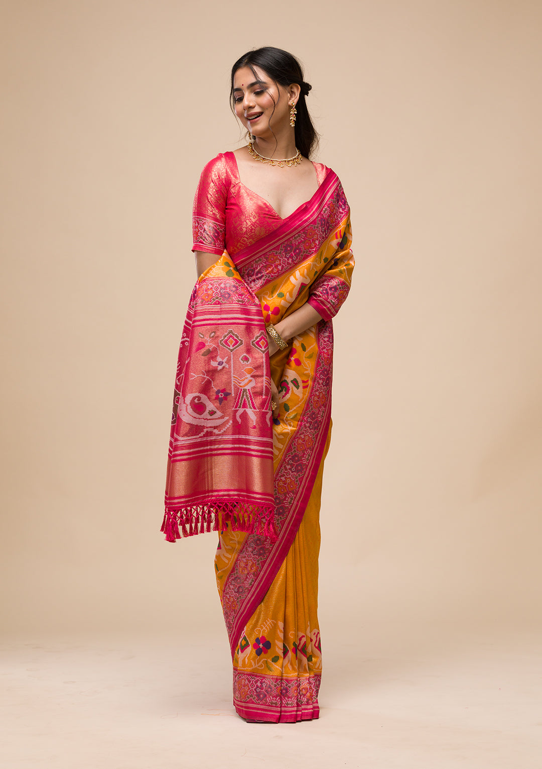 Mustard Zariwork Soft Silk Saree