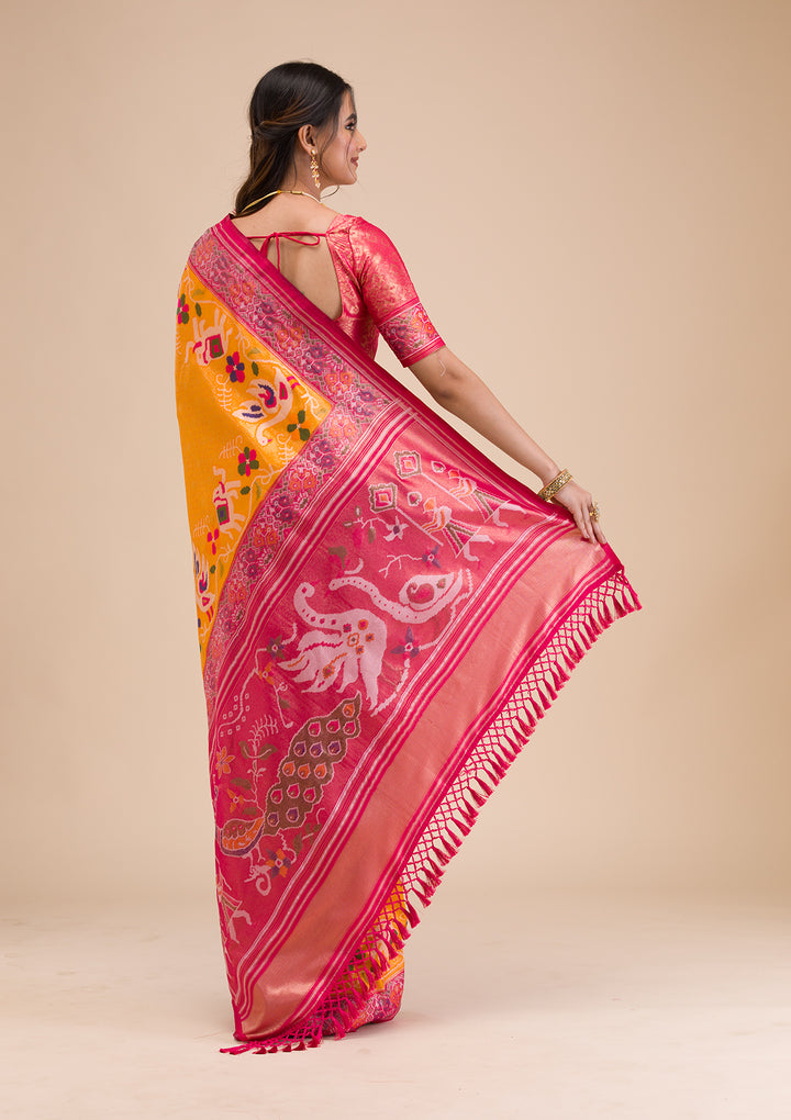 Mustard Zariwork Soft Silk Saree