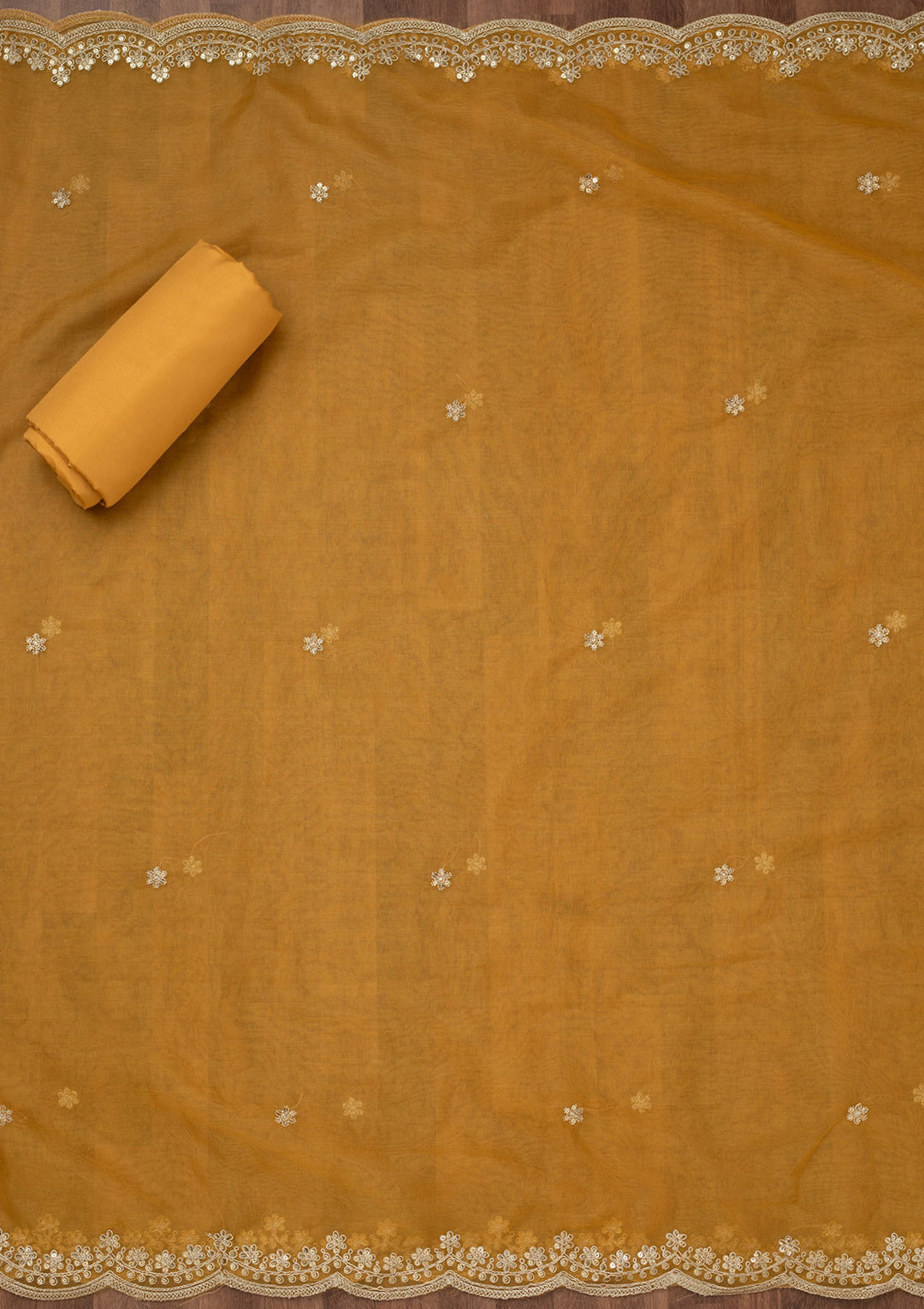 Mustard Zariwork Tissue Unstitched Salwar Suit