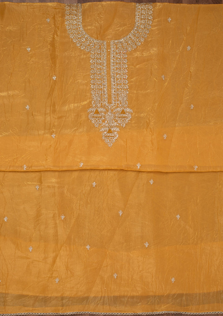 Mustard Zariwork Tissue Unstitched Salwar Suit