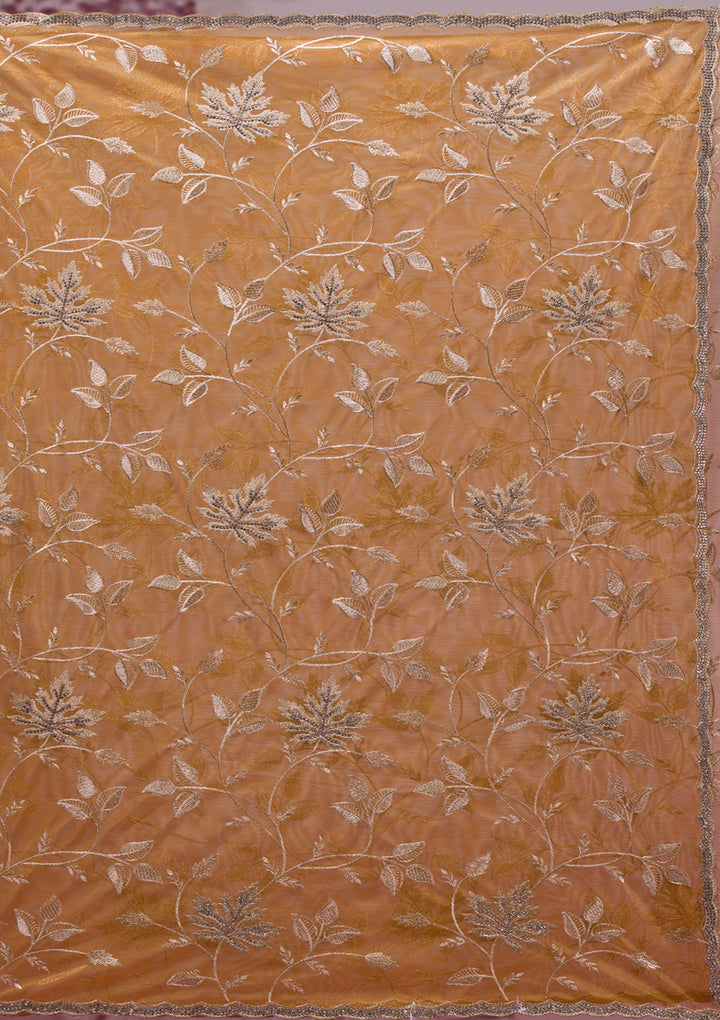 Mustard Zariwork Tissue Saree