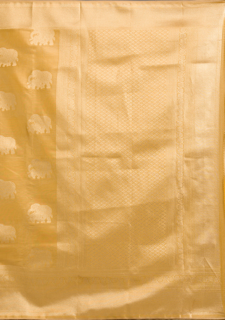Mustard Zariwork Tissue Saree