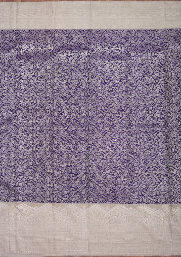 Navy Blue Zariwork Pure Silk Saree