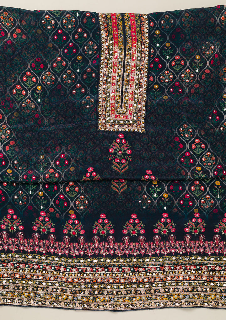 Navy Blue Cutdana Crepe Unstitched Salwar Suit