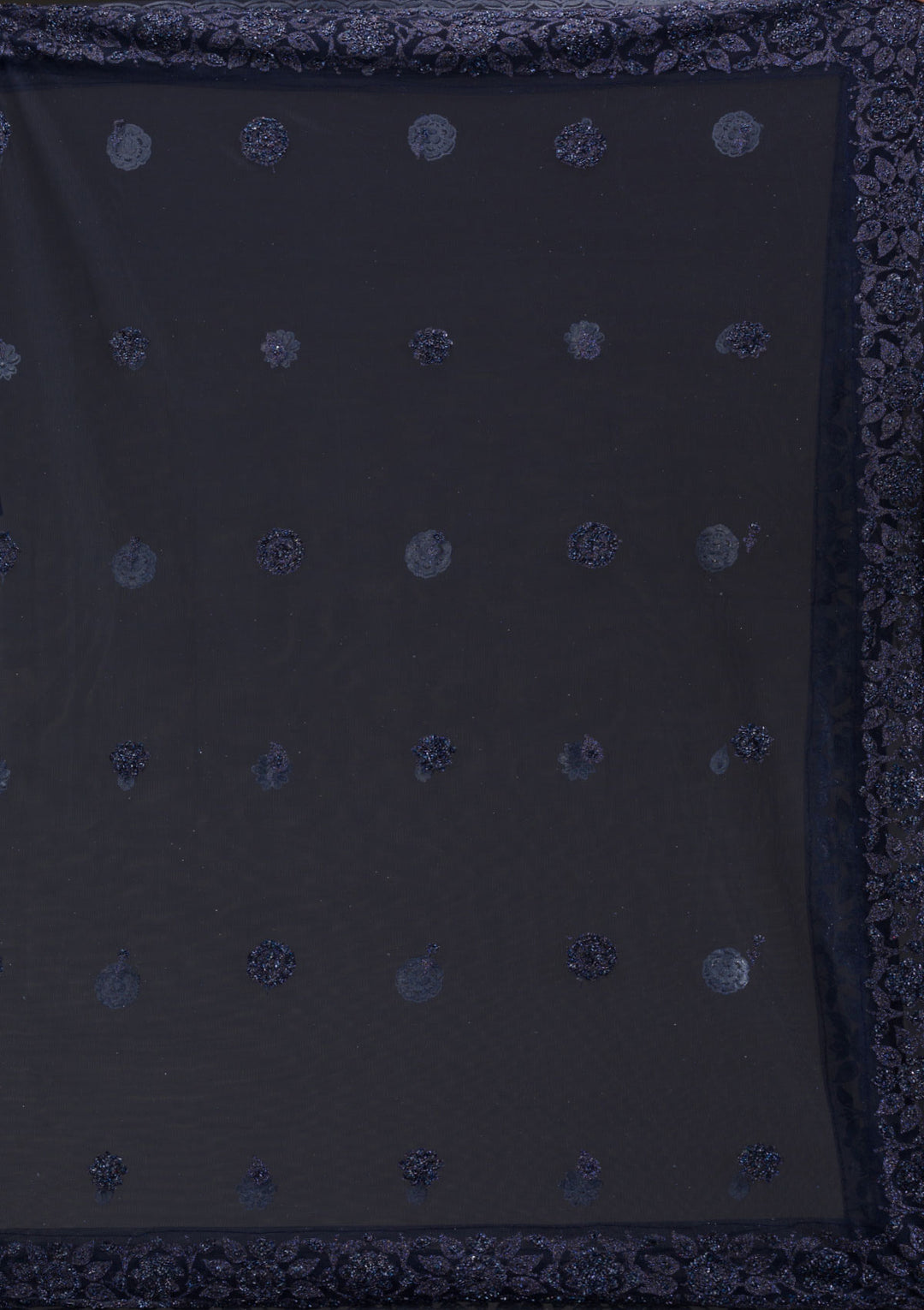 Navy Blue Cutdana Net Gown