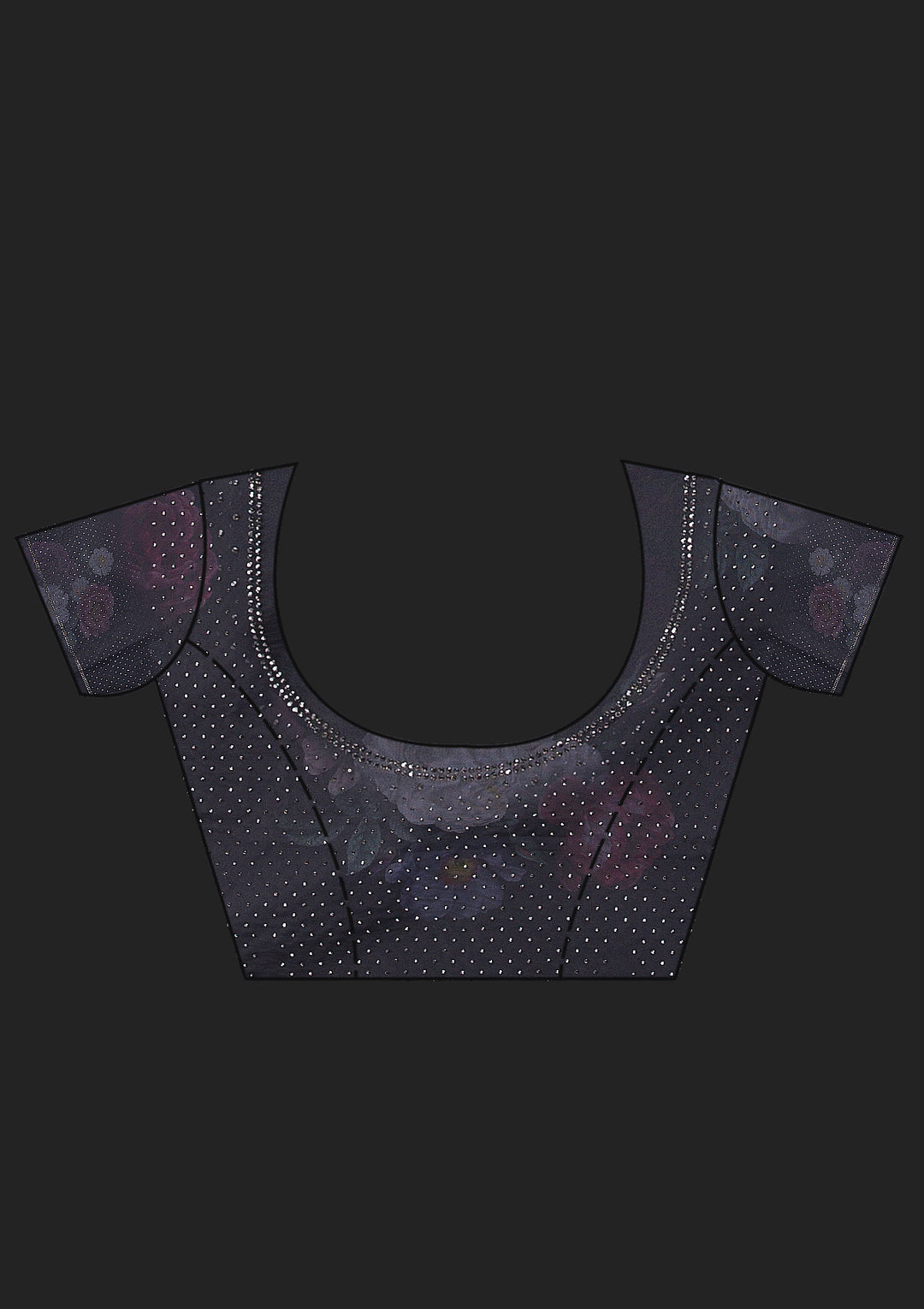 Navy Blue Floral Organza Saree