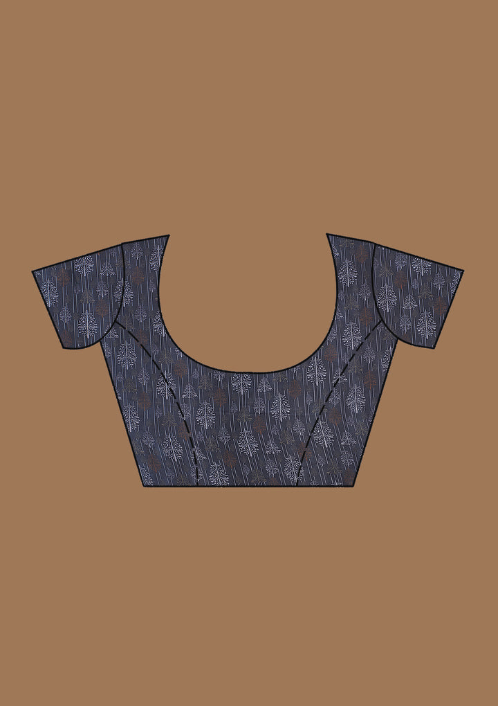 Navy Blue Printed Tissue Saree