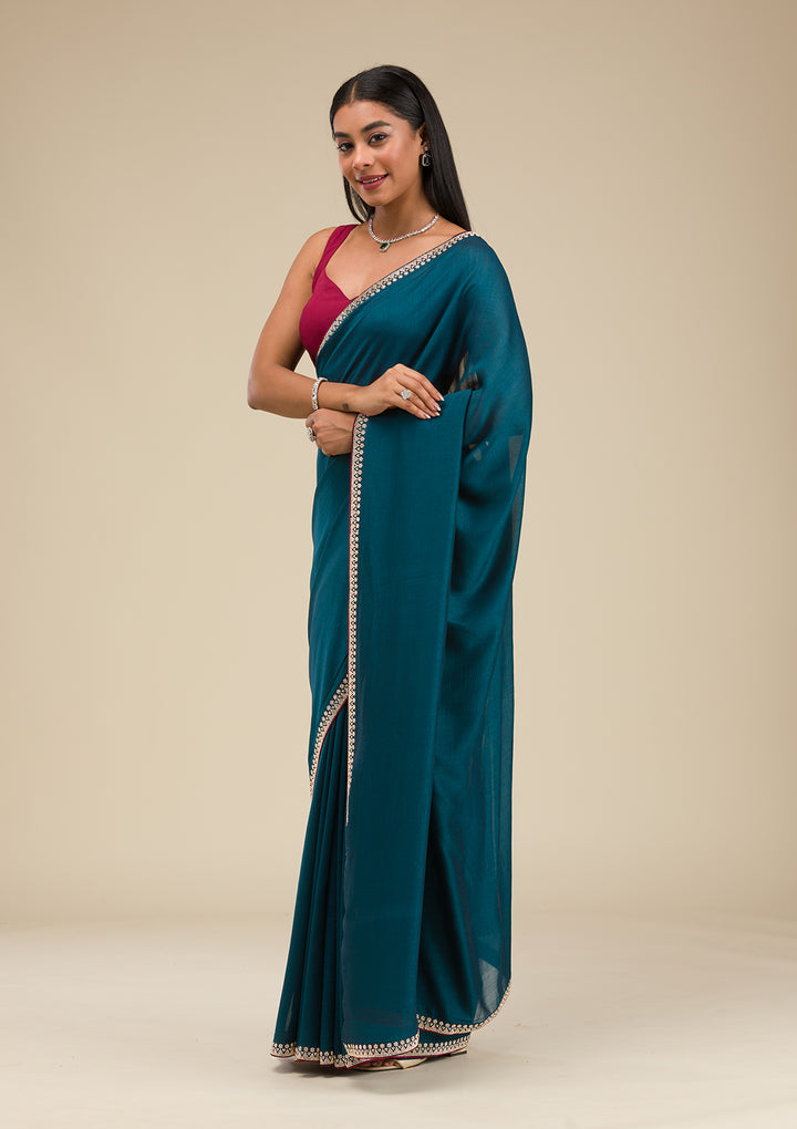 Navy Blue Stonework Art Silk Saree